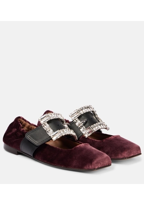 Dolce&Gabbana Embellished leather-trimmed velvet flats
