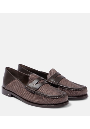 Max Mara Raffia-effect penny loafers