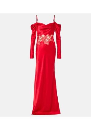 Rebecca Vallance Rubia lace-trimmed silk satin gown