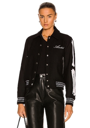 Amiri Bones Varsity Jacket in Black - Black. Size XS (also in ).
