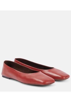 The Row Square leather ballet flats