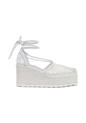 Bottega Veneta Stretch Lace Up Espadrilles in Optic White - White. Size 41 (also in 40).