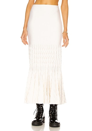 ALAÏA Fit and Flare Maxi Skirt in Ivoire - Ivory. Size 36 (also in 38, 42).