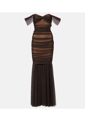 Norma Kamali Walter ruched mesh gown