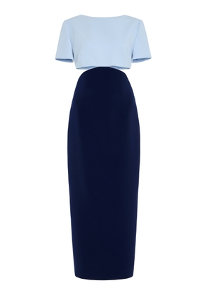 Carolina Herrera Exclusive Riviera Open Back Two-Tone Crepe Midi Dress - Moda Operandi