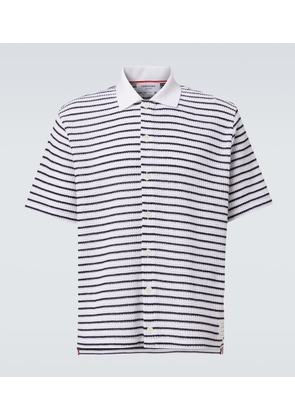 Thom Browne Striped waffle-knit cotton polo shirt