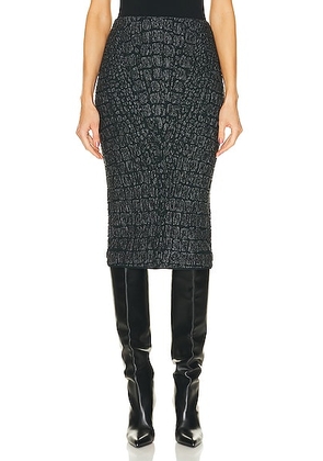 ALAÏA Pencil Skirt in Noir & Vert - Black. Size 36 (also in ).