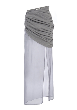 Nensi Dojaka Ingrid Sheer-Hem Draped Cotton Skirt - Moda Operandi