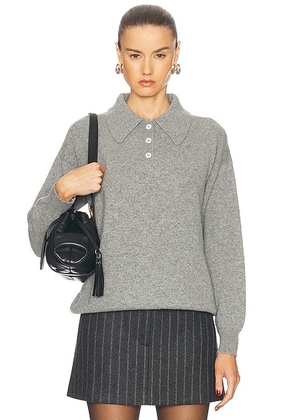 &Daughter Edith Plain Polo Sweater in Flannel Grey - Grey. Size L (also in M, S, XS).