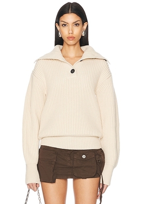 McQueen Funnel Neck Jumper in Ivory - Ivory. Size L (also in S).