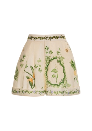 Agua by Agua Bendita Rommy Embroidered Linen Shorts - Moda Operandi