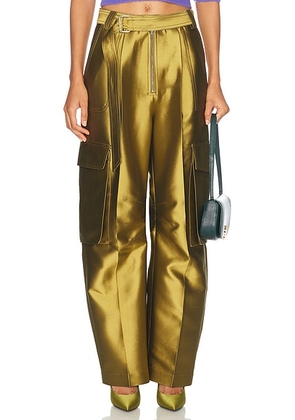 Christopher John Rogers Cargo Pant in Tobacco - Olive. Size 26 (also in ).