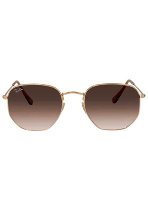 Ray Ban Hexagonal Flat Lenses Brown Gradient Unisex Sunglasses RB3548N 912443 54