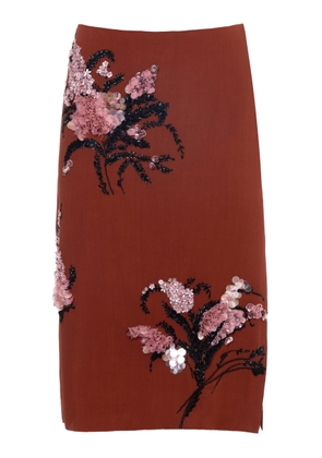 DES_PHEMMES Crystal Embroidered Pencil Skirt - Moda Operandi
