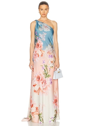 HEMANT AND NANDITA One Shoulder Long Dress in Pink Blue Mix - Multi. Size S (also in ).