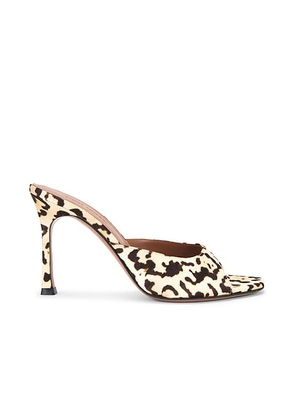 AMINA MUADDI Alexa 95 Print Satin Slipper Mule in Leopard - Brown. Size 36 (also in 37, 37.5, 39.5).