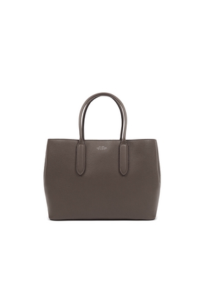 Smythson Small Day Tote With Zip In Ludlow In Dark Taupe