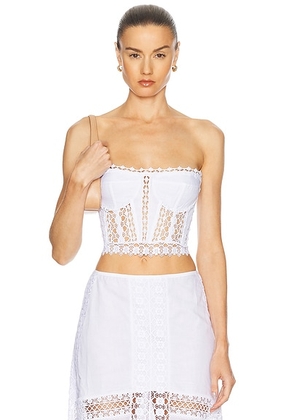 Charo Ruiz Ibiza Azal Bustier Top in White - White. Size L (also in M, S, XS).