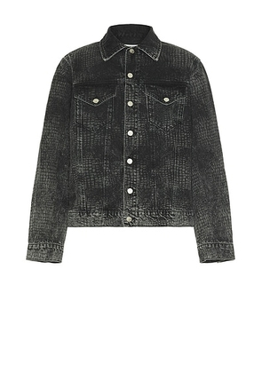 Aries Lasered Croc Trucker Jacket in Black - Black. Size M (also in XL/1X).