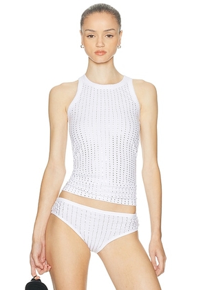 THE ATTICO Studded Tank Top in White - White. Size 36 (also in 38, 40, 42, 44).