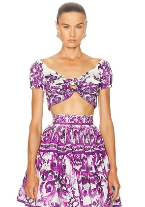 Dolce & Gabbana Cropped Top in Purple & White - Purple. Size 42 (also in ).