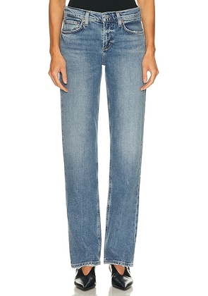 AGOLDE Low Rise Slim Jeans in Kindle - Blue. Size 26 (also in 23, 24, 25, 27, 28, 29, 30, 33, 34).