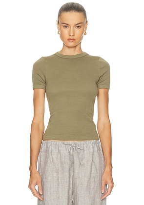Enza Costa Supima Cotton New Classic Short Sleeve Tee in Olive Stone - Sage. Size XL (also in ).