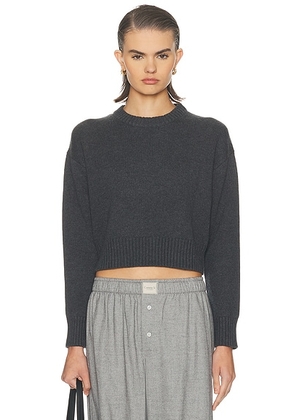Enza Costa Chunky Cotton Cashmere Sweater in Charcoal - Charcoal. Size M (also in ).