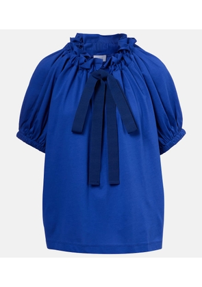 Patou Bow-detail cotton jersey top