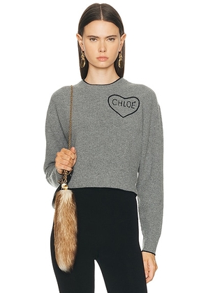 Chloe Embroidered Heart Logo Sweater in Divine Grey - Grey. Size S (also in ).