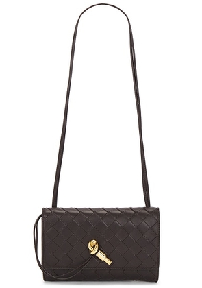 Bottega Veneta Andiamo Slim Pouch on Strap Bag in Fondant & Muse Brass - Chocolate. Size all.