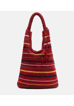 JW Anderson Striped leather-trimmed cotton tote bag