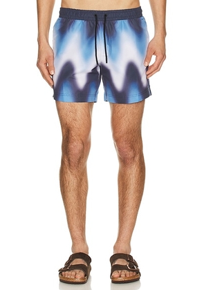 Commas Gradient Wave Classic Swim Short in Blue - Blue. Size L (also in S, M, XL/1X, XXL/2X).