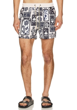 Agua Bendita Cassius Swim Trunks in Blue & White - Navy,White. Size 30 (also in 32, 34, 36).