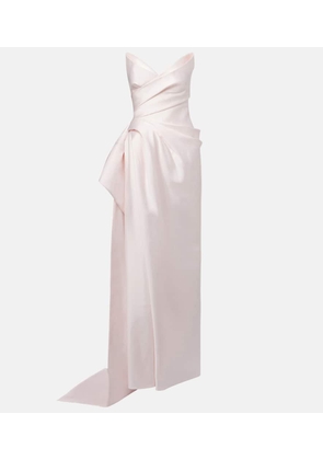 Monique Lhuillier Draped strapless mikado gown