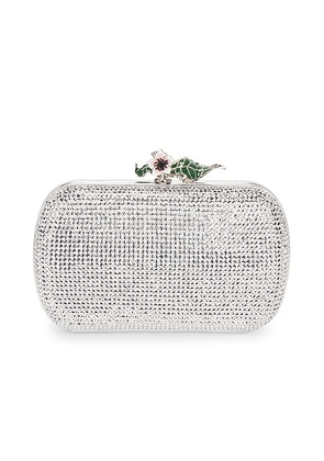 Bottega Veneta Knot Crystal Clutch in White Moonlight & Silver - Metallic Silver. Size all.