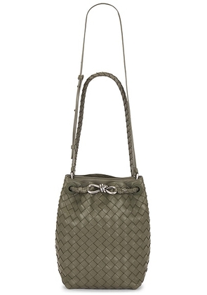 Bottega Veneta Small Andiamo Bucket Bag in Pickle & Vintage Silver - Dark Green. Size all.