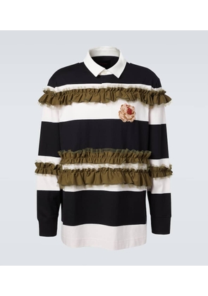 Simone Rocha Ruffled striped cotton polo shirt