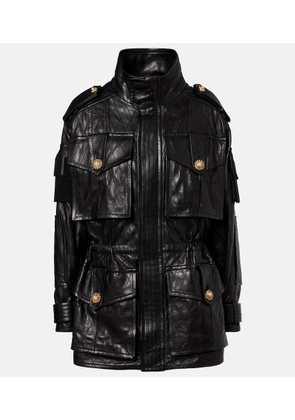 Balmain Leather parka jacket