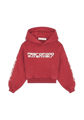 Fear of God ESSENTIALS Kids Classic Hoodie in Crimson - Red. Size 2/3 (also in 4/5, 6/7).