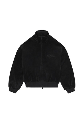 Fear of God ESSENTIALS Kids Classic Fit Track Jacket in Vintage Black - Black. Size 2/3 (also in 4/5, 6/7).
