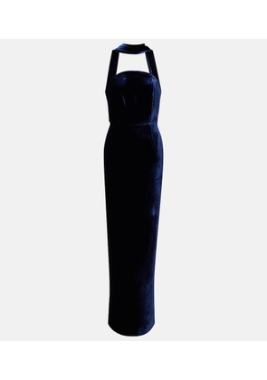 Roland Mouret Scarf-detail velvet corset gown