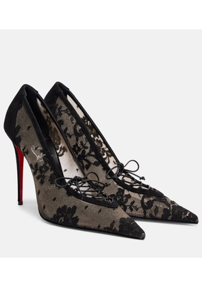 Christian Louboutin KM Lace 100 suede-trimmed pumps