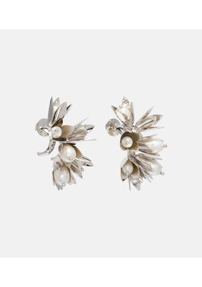 Simone Rocha Floral faux pearls hoop earrings