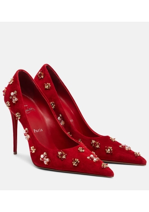 Christian Louboutin Mix Kate 100 embellished suede pumps