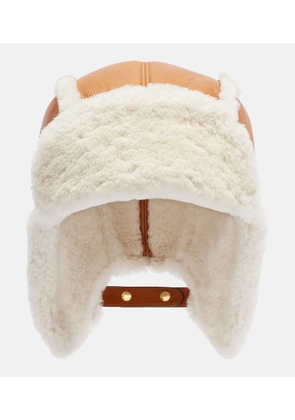 Miu Miu Shearling-trimmed leather hat