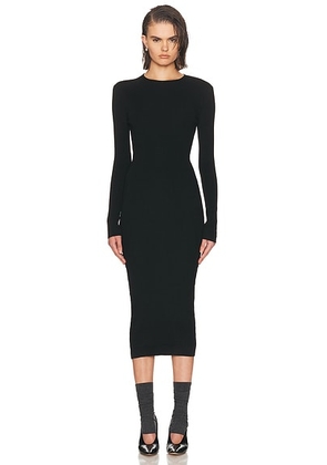 Fear of God ESSENTIALS Rib Long Sleeve Dress in Vintage Black - Black. Size L (also in XS, S, M, XL).