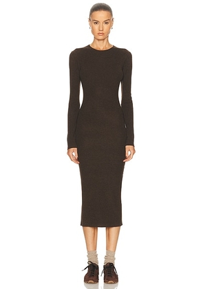 Fear of God ESSENTIALS Rib Long Sleeve Dress in Brown - Brown. Size L (also in XS, S, M, XL).