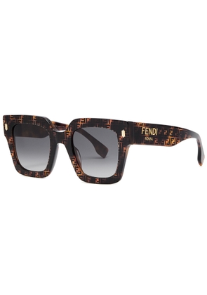 Fendi Roma Oversized Square-frame Sunglasses - Brown Havana - One Size