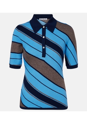Acne Studios Ribbed-knit striped wool polo shirt